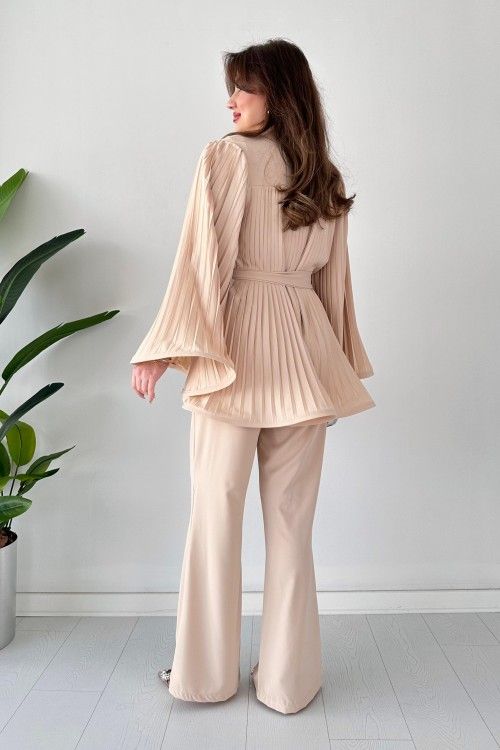 Fan Pleated Two-Piece Set