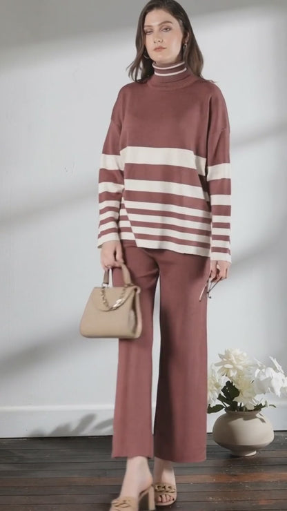 Striped Knitted Two Piece Set