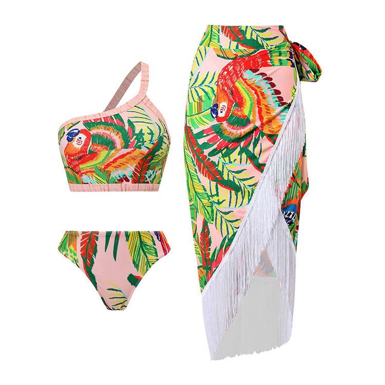 Vintage Printed Three Piece Swimwear