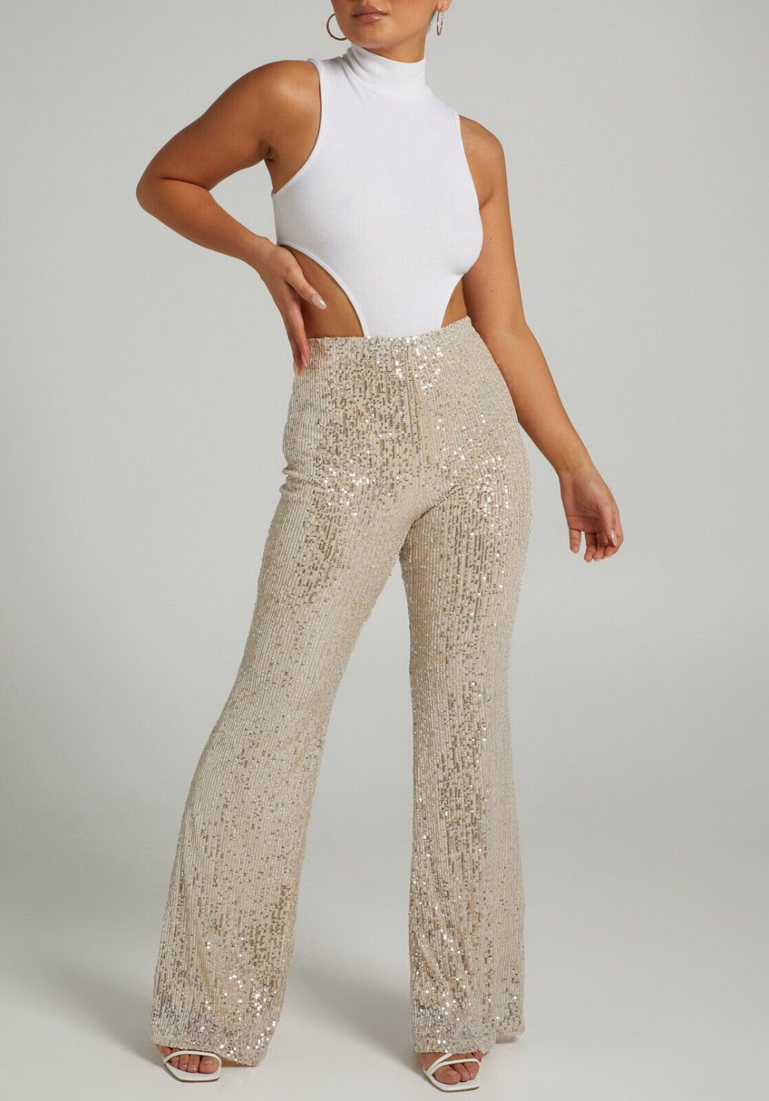 High Waisted Sequins Trousers