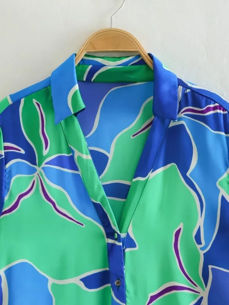 Classy Floral Print Satin Shirt