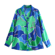 Classy Floral Print Satin Shirt