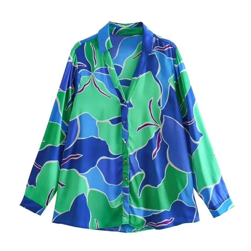 Classy Floral Print Satin Shirt