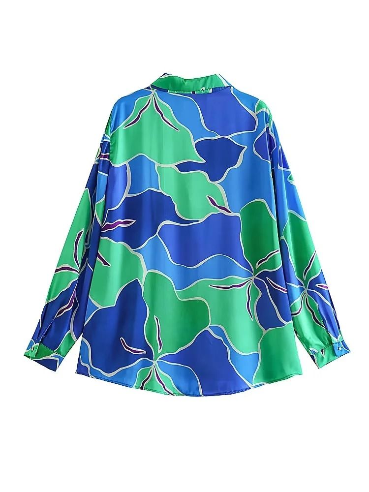Classy Floral Print Satin Shirt
