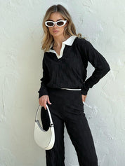 Checkerboard Knitted Two Piece Set