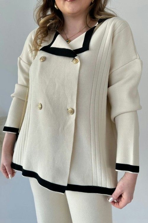 Buttoned Knit Cardigan &amp; Pant Set