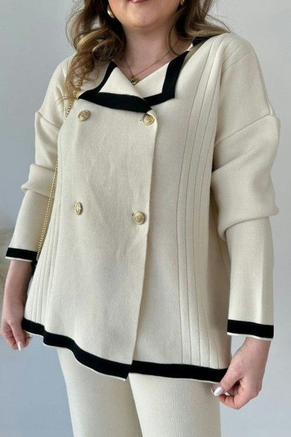 Buttoned Knit Cardigan &amp; Pant Set