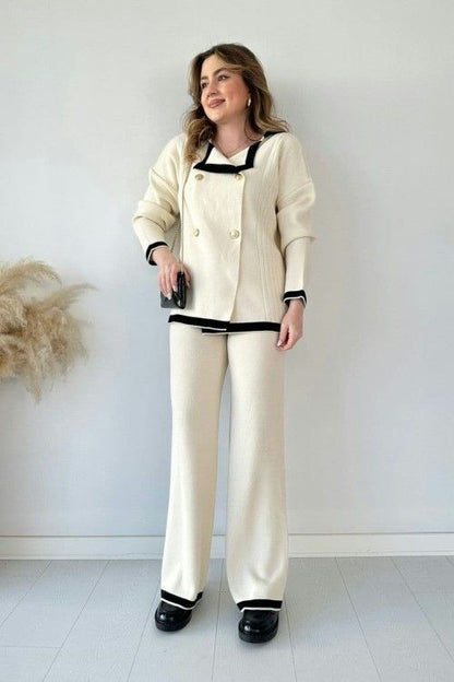 Buttoned Knit Cardigan &amp; Pant Set