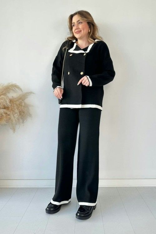 Buttoned Knit Cardigan &amp; Pant Set