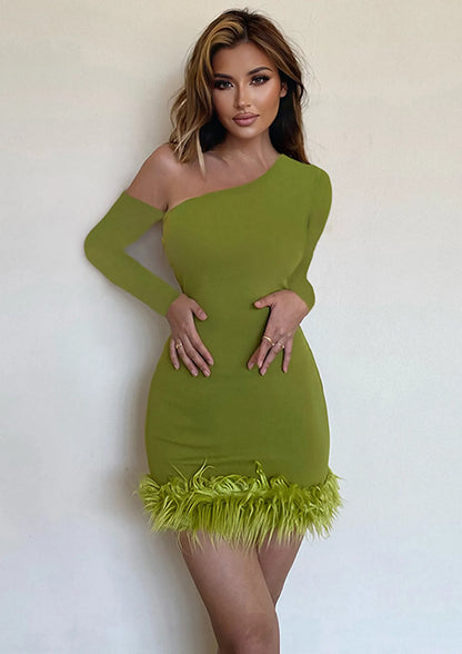 Fur-Hem Bodycon Dress